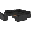 Image de vidaXL Ensemble de salon de jardin 14 pièces avec coussins noir Poly rotin