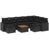 Image de vidaXL Ensemble de 10 canapés de jardin avec coussins noir poly rotin