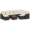 Image de vidaXL Ensemble de 10 canapés de jardin avec coussins noir poly rotin
