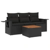 Image de vidaXL Ensemble de salon de jardin 4 pièces avec coussins noir poly rotin