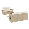 Image de vidaXL Ensemble de salon de jardin 6 pièces avec coussins Beige Poly Rattan