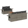 Image de ensemble de salon de jardin 6 pièces avec coussins Gris Poly Rattan