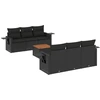 Image de vidaXL Ensemble de salon de jardin 7 pièces avec coussins noir poly rotin