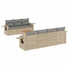 Image de vidaXL Ensemble de jardin canapé 8 pièces avec coussins Beige Poly Rattan