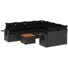 Image de vidaXL Ensemble de salon de jardin 9 pièces avec coussins noir poly rotin