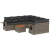 Image de vidaXL Ensemble de salon de jardin 9 pièces avec coussins Gris Poly rotin