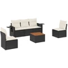Image de vidaXL Ensemble de salon de jardin 6 pièces avec coussins noir poly rotin