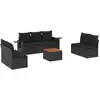 Image de vidaXL Ensemble de jardin canapé 8 pièces avec coussins noir poly rotin