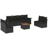 Image de vidaXL Ensemble de salon de jardin 9 pièces avec coussins noir poly rotin