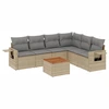 Image de vidaXL Ensemble de salon de jardin 7 pièces avec coussins Beige Poly Rattan
