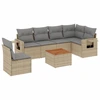 Image de vidaXL Ensemble de salon de jardin 7 pièces avec coussins Beige Poly Rattan