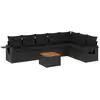 Image de vidaXL Ensemble de jardin canapé 8 pièces avec coussins noir poly rotin
