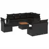 Image de vidaXL Ensemble de salon de jardin 9 pièces avec coussins noir poly rotin