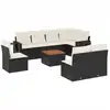 Image de vidaXL Ensemble de salon de jardin 9 pièces avec coussins noir poly rotin
