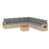 Image de vidaXL Ensemble de salon de jardin 10 pièces avec coussins Beige Poly Rattan