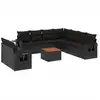 Image de vidaXL Ensemble de 10 canapés de jardin avec coussins noir poly rotin