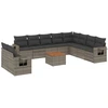 Image de vidaXL Ensemble de salon de jardin 11 pièces avec coussins Gris Poly rotin