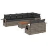 Image de vidaXL Ensemble de salon de jardin 9 pièces avec coussins Gris Poly rotin