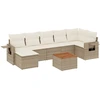 Image de vidaXL Ensemble de jardin canapé 8 pièces avec coussins Beige Poly Rattan