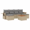 Image de vidaXL Ensemble de salon de jardin 7 pièces avec coussins Beige Poly Rattan