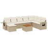 Image de vidaXL Ensemble de salon de jardin 9 pièces avec coussins beige Poly rotin