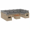 Image de vidaXL Ensemble de salon de jardin 10 pièces avec coussins Beige Poly Rattan