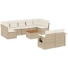 Image de vidaXL Ensemble de salon de jardin 10 pièces avec coussins Beige Poly Rattan