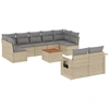 Image de vidaXL Ensemble de salon de jardin 10 pièces avec coussins Beige Poly Rattan