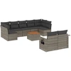 Image de vidaXL Ensemble de salon de jardin 10 pièces avec coussins Gris Poly Rattan