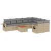 Image de vidaXL Ensemble de salon de jardin 10 pièces avec coussins Beige Poly Rattan