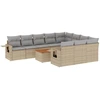 Image de vidaXL Ensemble de salon de jardin 11 pièces avec coussins Beige Poly Rattan