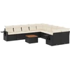 Image de vidaXL Ensemble de salon de jardin 11 pièces avec coussins noir poly rotin