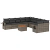 Image de vidaXL Ensemble de salon de jardin 11 pièces avec coussins Gris Poly rotin