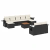 Image de vidaXL Ensemble de 10 canapés de jardin avec coussins noir poly rotin