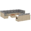 Image de vidaXL Ensemble de salon de jardin 14 pièces avec coussins Beige Poly Rattan