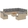 Image de vidaXL Ensemble de 13 canapés de jardin avec coussins Beige Poly Rattan