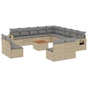 Image de vidaXL Ensemble de salon de jardin 14 pièces avec coussins Beige Poly Rattan