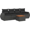 Image de vidaXL Ensemble de salon de jardin 5 pièces avec coussins noir poly rotin