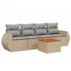 Image de vidaXL Ensemble de salon de jardin 5 pièces avec coussins Beige Poly Rattan