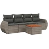 Image de vidaXL Ensemble de salon de jardin 5 pièces avec coussins Gris Poly rotin