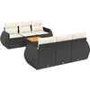 Image de vidaXL Ensemble de salon de jardin 7 pièces avec coussins noir poly rotin