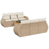 Image de vidaXL Ensemble de salon de jardin 7 pièces avec coussins Beige Poly Rattan