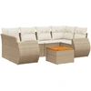 Image de vidaXL Ensemble de salon de jardin 7 pièces avec coussins Beige Poly Rattan