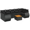 Image de vidaXL Ensemble de jardin canapé 8 pièces avec coussins noir poly rotin