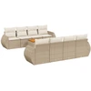Image de vidaXL Ensemble de salon de jardin 9 pièces avec coussins beige Poly rotin