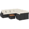 Image de vidaXL Ensemble de salon de jardin 9 pièces avec coussins noir poly rotin
