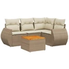 Image de vidaXL Ensemble de salon de jardin 5 pièces avec coussins Beige Poly Rattan