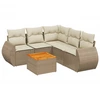 Image de vidaXL Ensemble de salon de jardin 6 pièces avec coussins Beige Poly Rattan