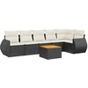 Image de vidaXL Ensemble de salon de jardin 7 pièces avec coussins noir poly rotin