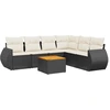 Image de vidaXL Ensemble de salon de jardin 7 pièces avec coussins noir poly rotin